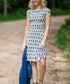 DRESS CODE Dresses Black And White Geometric Print Dress