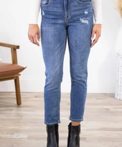 Bottoms Cello High Rise Slim Straight Fit Jeans