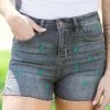 Judy Blue Jeans Bottoms Judy Blue Grey Cactus Embroidered Shorts