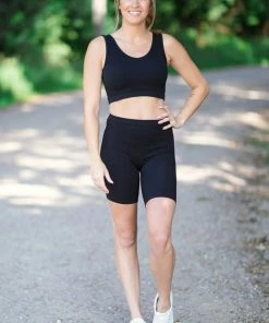 Yelete Black Reversible Rib Knit Bralette Tops