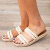 3B Shoes CCOCCI Off White Braided Strap Espadrille Sandals