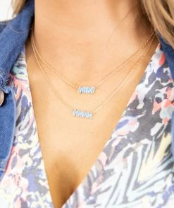Love Mist Accessories Blue Enamel Mama And Mini Necklace Set
