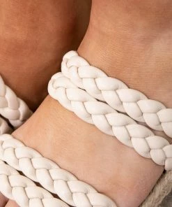 3B Shoes CCOCCI Off White Braided Strap Espadrille Sandals