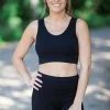 Yelete Black Reversible Rib Knit Bralette Tops