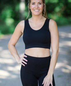 Yelete Black Reversible Rib Knit Bralette Tops