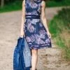 DRESS CODE Navy And Grey Floral Print Fit And Flare Dress Dresses