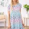 BOMBOM Dresses Aqua Multicolor Animal Print Dress 1 BOMBOM Dresses Aqua Multicolor Animal Print Dress