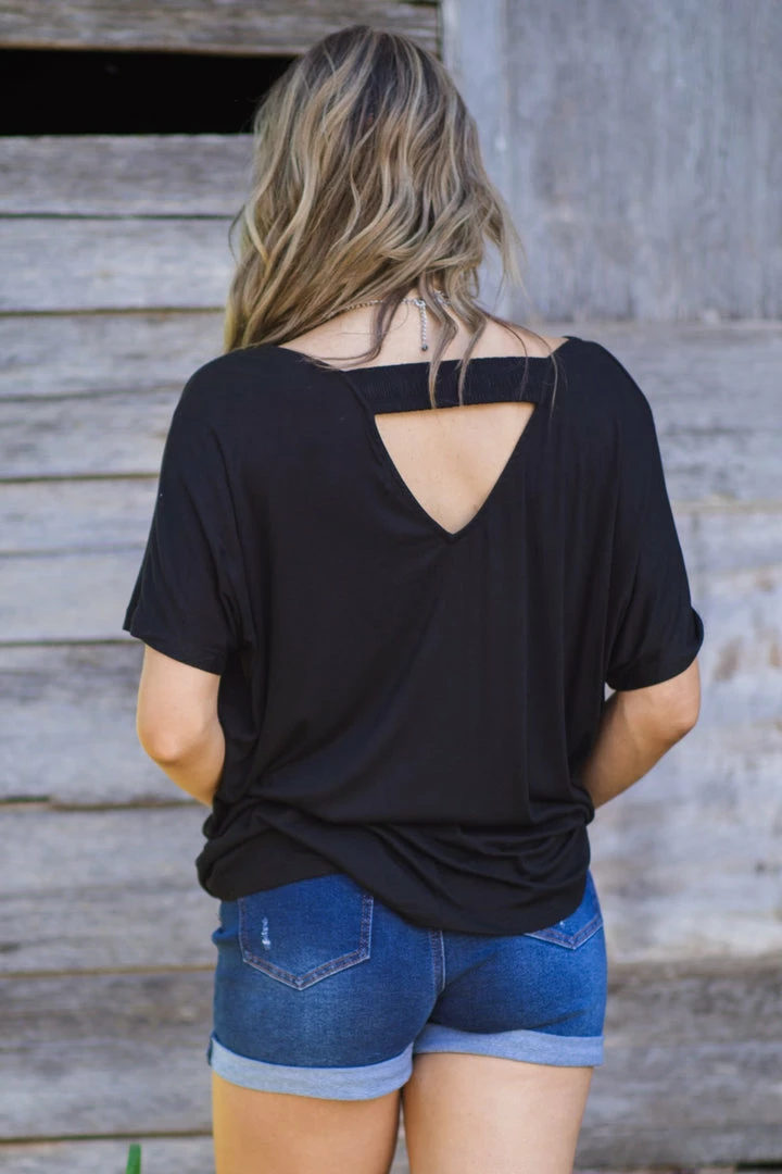 Doe & Rae Black Drape Front Dolman Sleeve Top Tops 5 Doe & Rae Black Drape Front Dolman Sleeve Top Tops