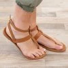 East Lion Camel Strappy Ankle Buckle Sandals Shoes