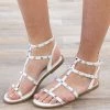 Legend Shoes White Studded Strappy Sandals