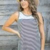 Lovely Melody Ash Floral Black Stripe Front Tank Tops 1 Lovely Melody Ash Floral Black Stripe Front Tank Tops