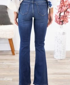 Cello Medium Wash Distressed Flare Jeans