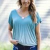Enti Teal Ombre Dolman Sleeve Top