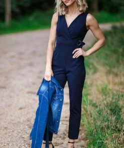 DRESS CODE Dresses Navy Surplice Front D Ring Detail Jumpsuit