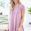 PS KATE Mauve Rib Knit Button Detail Dress Dresses