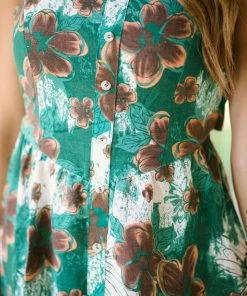 Kori America Jade And Brown Floral Print Maxi Dress