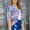 Haptics Coral And Turquoise Tie Dye Kimono Tops
