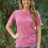 L&B Raspberry Acid Wash Short Sleeve Top