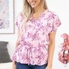 Staccato Pink Multicolor Floral Peplum Top
