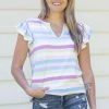 Macaron Baby Pink Multicolor Stripe Top