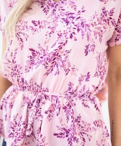 Staccato Pink Multicolor Floral Peplum Top