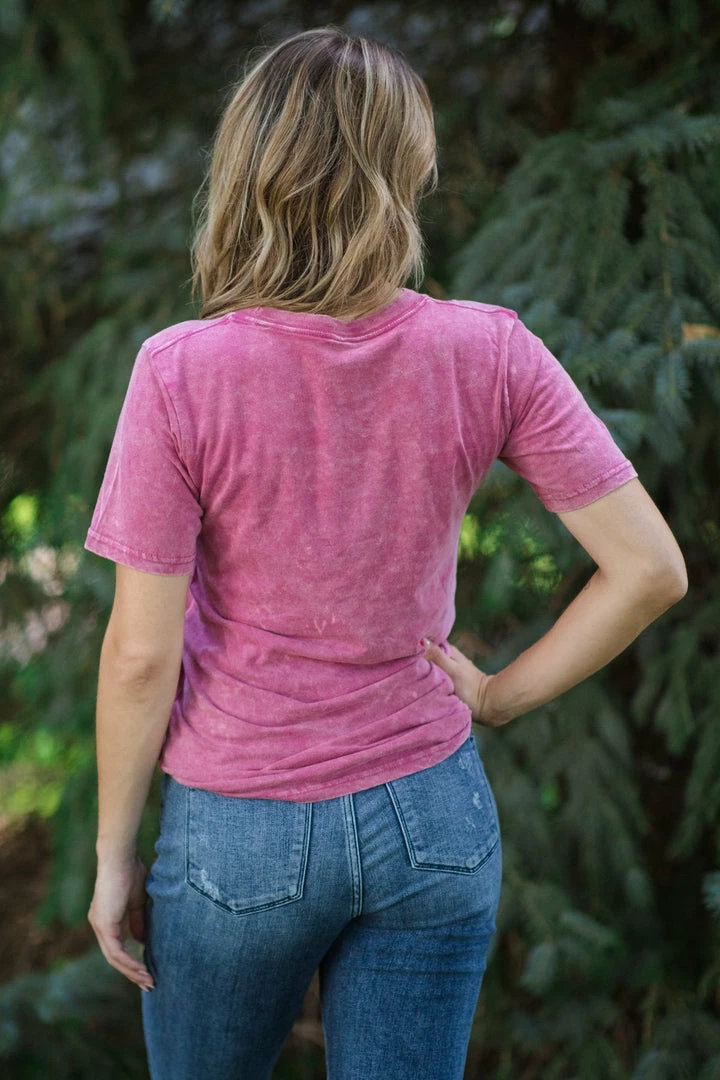 L&B Raspberry Acid Wash Short Sleeve Top 5 L&B Raspberry Acid Wash Short Sleeve Top