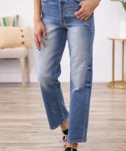 Cello Slouchy Fit Distressed Dad Jeans Bottoms