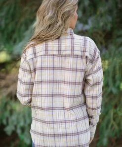 ASB FASHION Tops Tan And Taupe Plaid Button Up Top