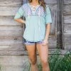Lovely Melody Tops Mint Multicolor Chevron Bodice Top