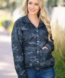 Max Apparel Multicolor Camouflage Quilted Jacket Outerwear