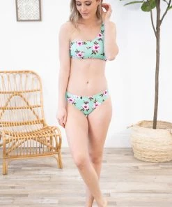 Maxi Global Mint Floral One Shoulder Two Piece Swimsuit SWIMWEAR