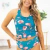 Coral Reef Swim SWIMWEAR Teal And Pink Floral Reversible Swim Bottom 1 Coral Reef Swim SWIMWEAR Teal And Pink Floral Reversible Swim Bottom