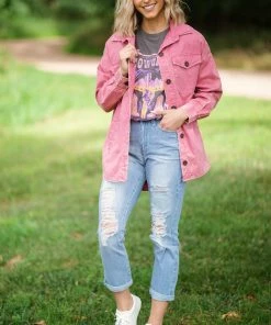 Zenana Raspberry Vintage Washed Shacket