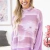 Hailey And Co Mauve Aztec Print Dolman Sleeve Top LONG SLEEVES