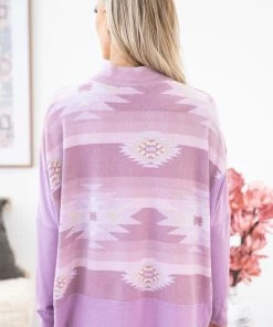 Hailey And Co Mauve Aztec Print Dolman Sleeve Top LONG SLEEVES 10 Hailey And Co Mauve Aztec Print Dolman Sleeve Top LONG SLEEVES