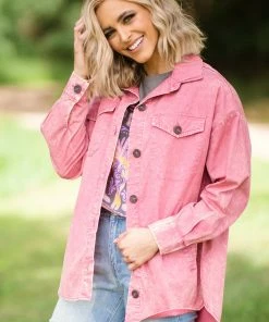 Zenana Raspberry Vintage Washed Shacket