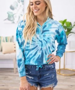 Exist Inc. Blue Tie Dye 1/4 Zip Pullover