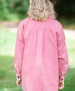 Zenana Raspberry Vintage Washed Shacket