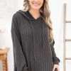 White Birch Charcoal Washed Rib Knit Hooded Top 2 White Birch Charcoal Washed Rib Knit Hooded Top
