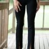 ANNIEWEAR Black Pull On Flare Pants With Front Slit