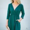 Zenana Emerald Green Surplice Dress