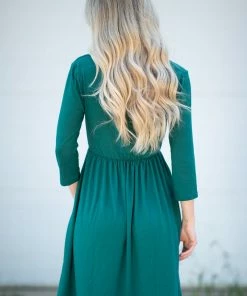 Zenana Emerald Green Surplice Dress