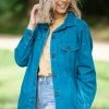 Zenana Teal Vintage Washed Shacket