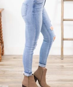 Rewash Light Wash Distressed Knee Jeans Bottoms
