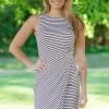 Gilli Dresses Ivory And Black Stripe Knot Waist Detail Dress 2 Gilli Dresses Ivory And Black Stripe Knot Waist Detail Dress