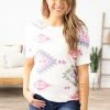 Viamor Off White Multicolor Aztec Print Top Tops 1 Viamor Off White Multicolor Aztec Print Top Tops