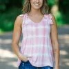 Haptics Blush Tie Shoulder Tie Dye Tank Tops