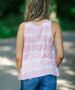 Haptics Blush Tie Shoulder Tie Dye Tank Tops