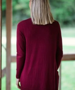 Cielo Tops PRE-ORDER Burgundy Lightweight Mid Length Cardigan Shipping Apx 8/1