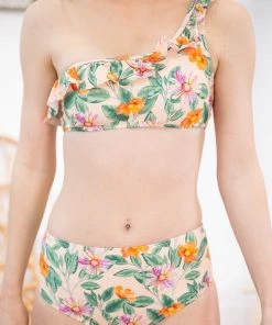Stylish Swimwear Peach Floral One Shoulder Two Piece Swimsuit 11 Stylish Swimwear Peach Floral One Shoulder Two Piece Swimsuit